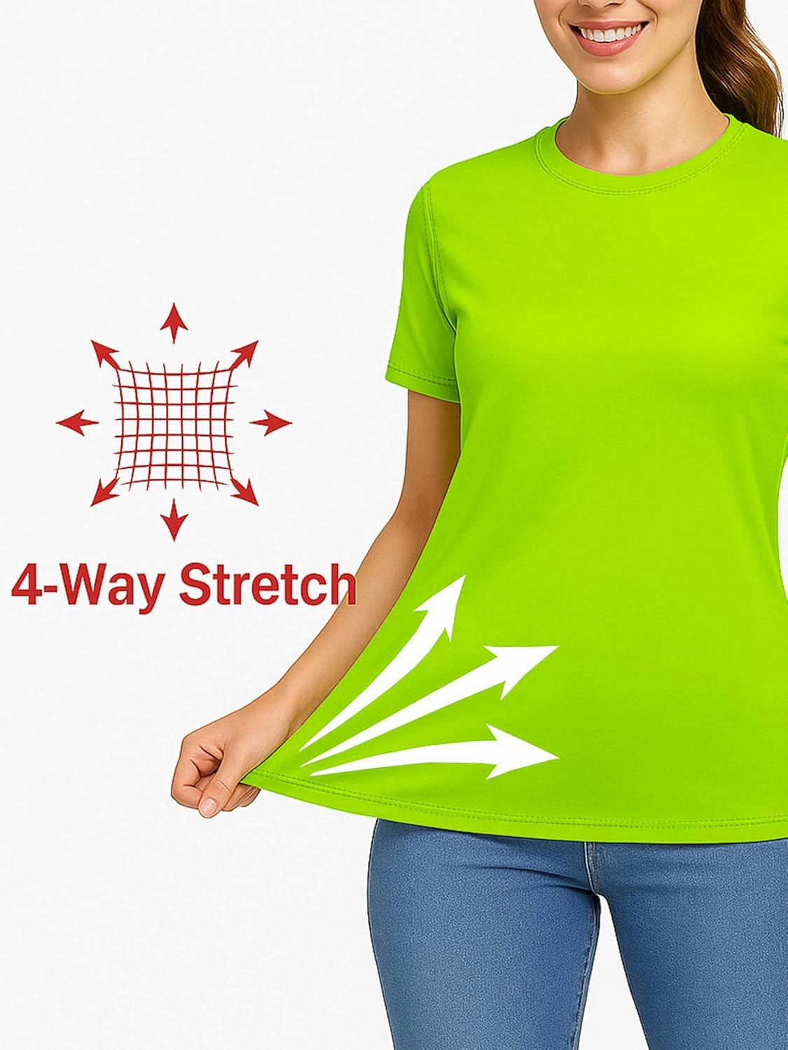 Neon Athletic Dry Fit Shirts Women Casual Short Sleeve Workout Running High Visibility Yoga Tshirt for Womens
