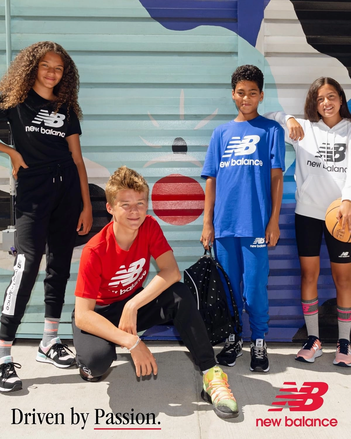 New Balance Girls' Sweatpants - Soft Cotton Blend Fleece Athletic Performance Joggers with Drawstring & Pockets (Sizes: 8-16)