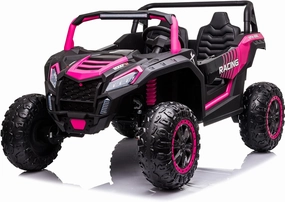 NEWQIDA XXXL 24V Ride On Toys Car for Big Kids 4WD Buggy UTV with EVA Tires Electric Car for Kids with Remote Control 4 Powered Wheeler-555 Motors, Max 220lbs, Up to 5.6 MPH, Shock Suspensions, Pink