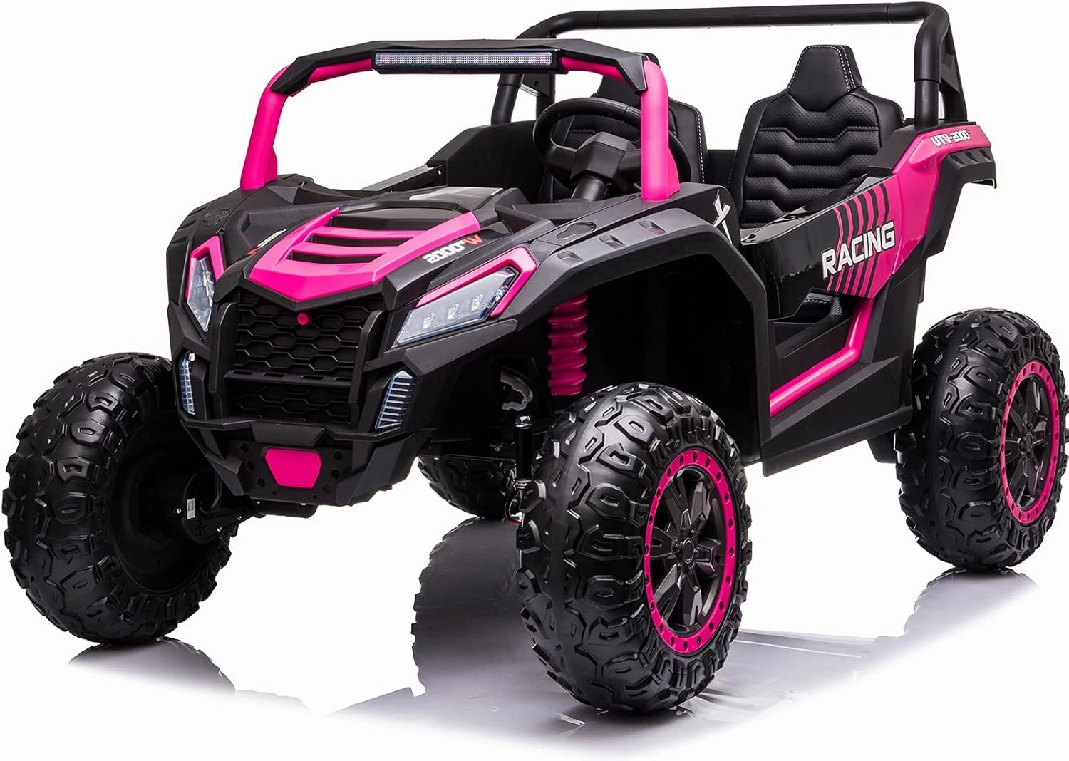 NEWQIDA XXXL 24V Ride On Toys Car for Big Kids 4WD Buggy UTV with EVA Tires Electric Car for Kids with Remote Control 4 Powered Wheeler-555 Motors, Max 220lbs, Up to 5.6 MPH, Shock Suspensions, Pink