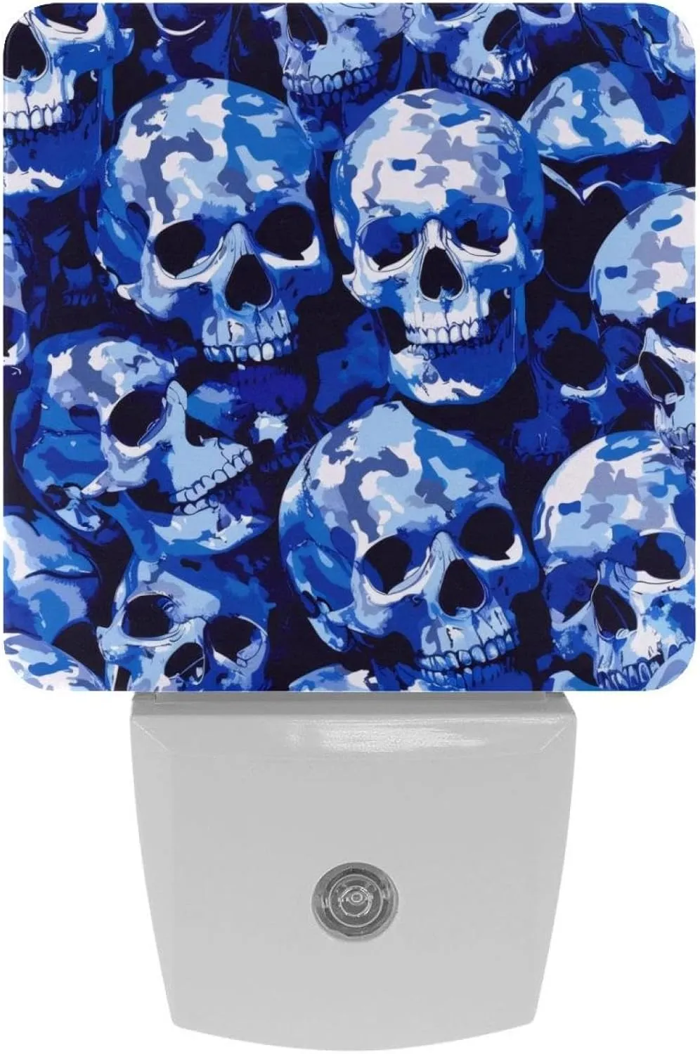 NEWzone Blue Camouflage Skulls Night Light Plug into Wall with Dusk to Dawn Light Sensors, Warm Nightlights for Bedroom, Bathroom, Hallway, Kitchen, Gifts Ideal for Girls Boys