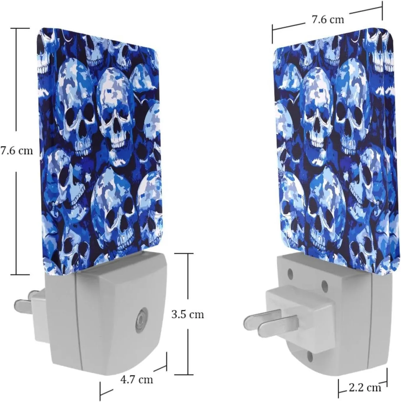 NEWzone Blue Camouflage Skulls Night Light Plug into Wall with Dusk to Dawn Light Sensors, Warm Nightlights for Bedroom, Bathroom, Hallway, Kitchen, Gifts Ideal for Girls Boys