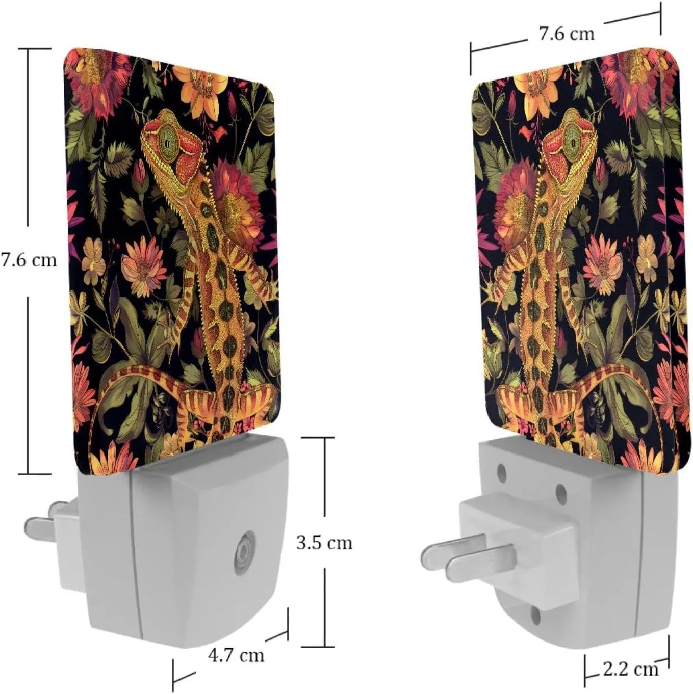 NEWzone Chameleon Florals Night Light Plug into Wall Decor 2 Pack, Decorative Night Light for Kids, Plug in Night Lights for Bedroom Living Room, Gift for Kids Adults