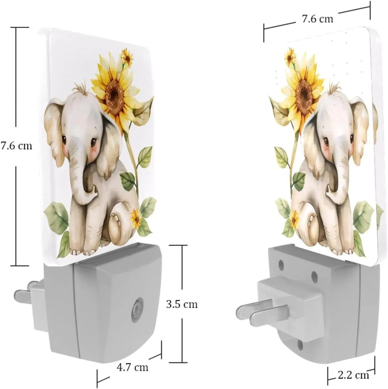 NEWzone Elephant with Sunflower Night Light 0.5W, Plug in Night Lights for Boys Girls Led Night Light Dusk to Dawn Sensor Nightlight for Stairway/Hallway/Bedroom