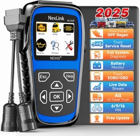 NEXAS Heavy Duty Truck Scanner with DPF Regen, Nexlink NL102P All System Diesel Diagnostic Scan Tool for Cummins, Detroit, Maxxforce, Isuzu, Hino, OBD2 & HD OBD 2 in 1 Code Reader for Semi & Cars