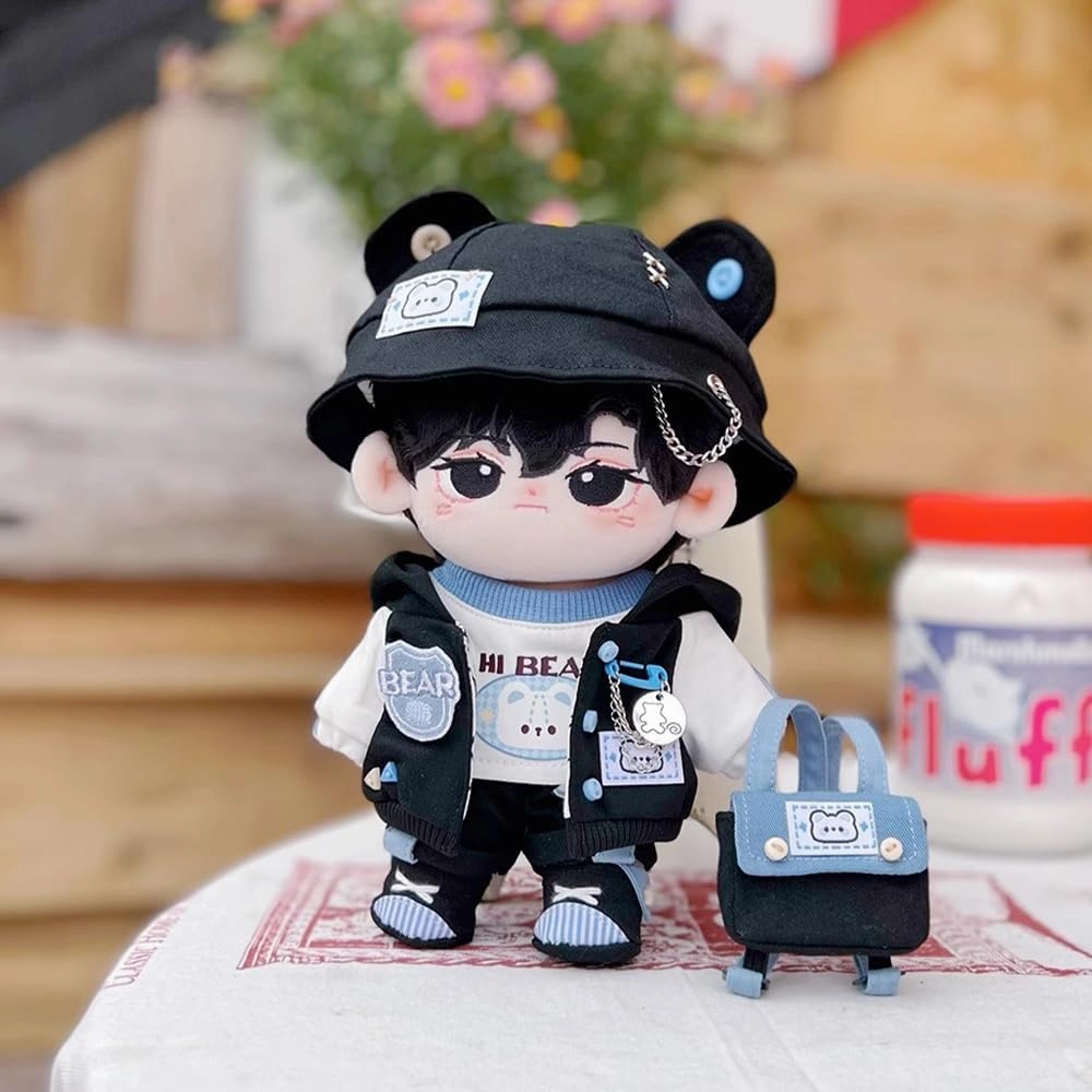 niannyyhouse 20cm Plush Doll Clothes Parkour Bear Set Loose Hat Coat Pants Backpack Vest Shoes Soft Stuffed Plush Toy Dress Up Accessories (20cm)