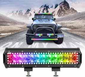 Nicoko 12" 72w Led Light Bar with Chasing RGB Halo 16 Million Colors Bluetooth&Remote Controlled Over 200 Modes for Driving Fog Lamp Offroad SUV ATV Truck Boat Free Wiring Harness 2 Year Warranty