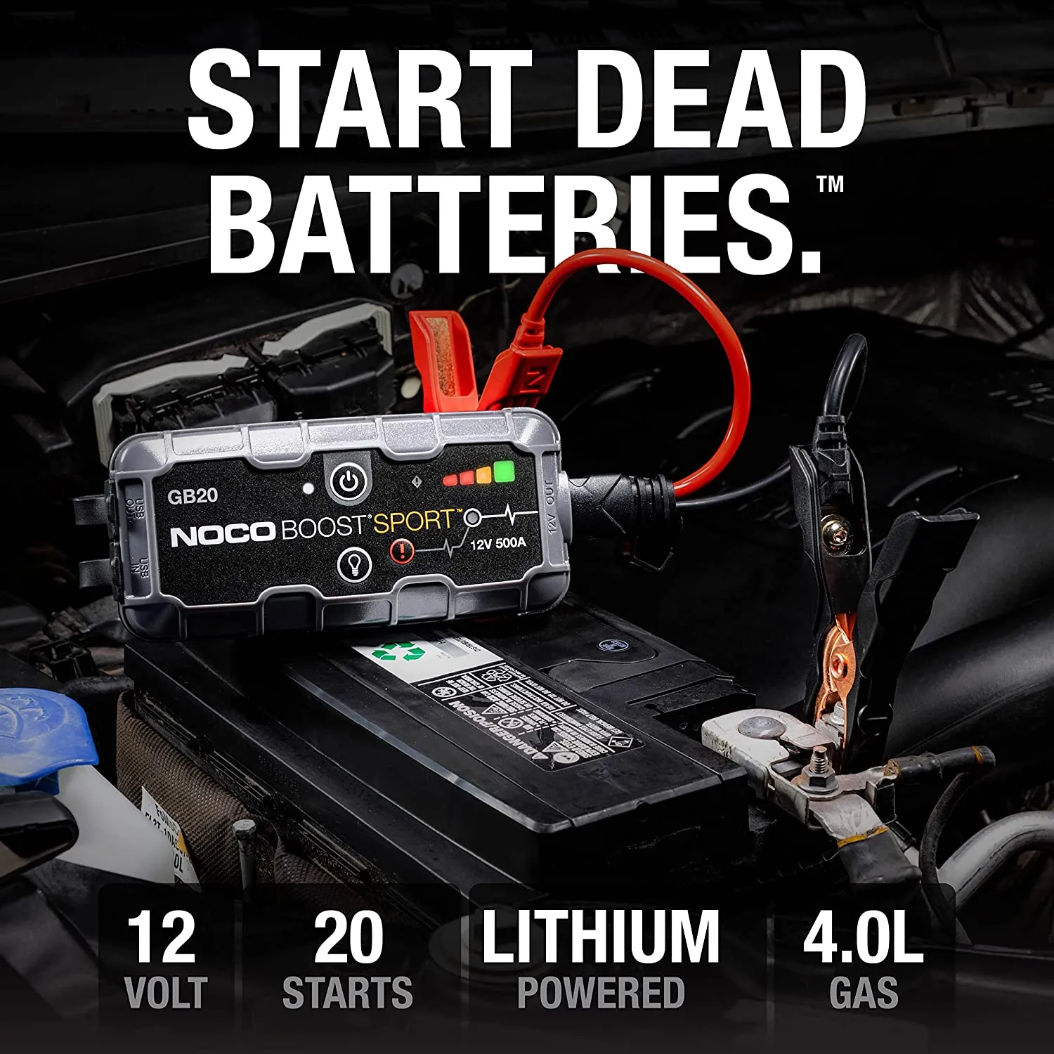 NOCO Boost Sport GB20 - 500 AMP 12 Volt - Emergency Car Booster Jump Starter