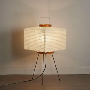 Noguchi Floor Lamp • Japanese Ambient Lighting Paper Floor Lamp • Wabi Sabi Decor • Paper Lantern Lamp Shade