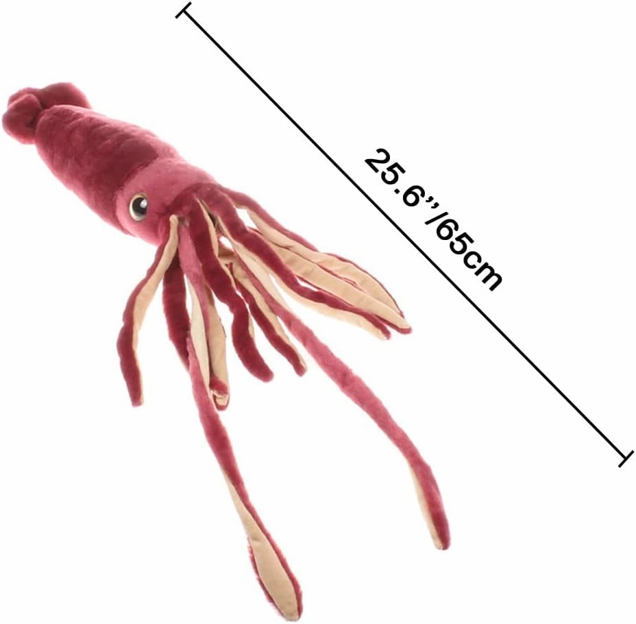 Nohito Large Giant Red Squid Stuffed Animal Plush Pillow Toy Realistic King Colossal Squid Octopus Cuttlefish Plushie Doll (Red, M)