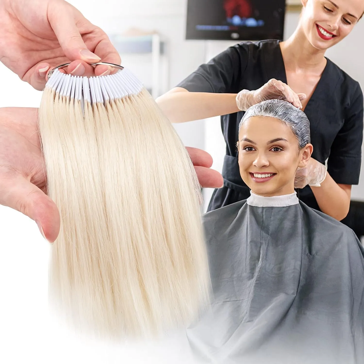 Noverlife 30pc 9" Real Human Hair Swatches - Color Testing Kit, Salon Training