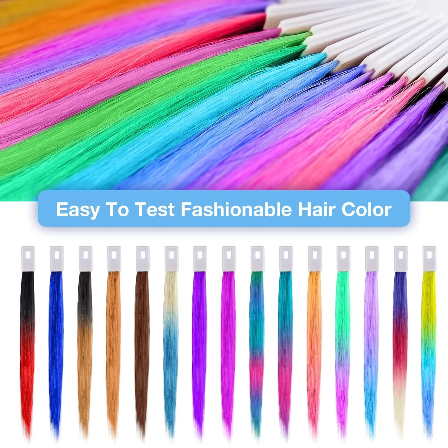 Noverlife 30pc 9" Real Human Hair Swatches - Color Testing Kit, Salon Training