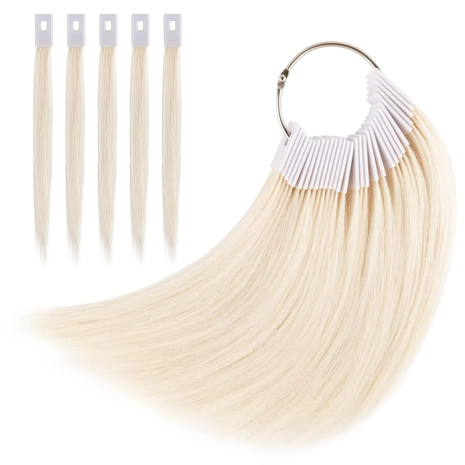 Noverlife 30pc 9" Real Human Hair Swatches - Color Testing Kit, Salon Training