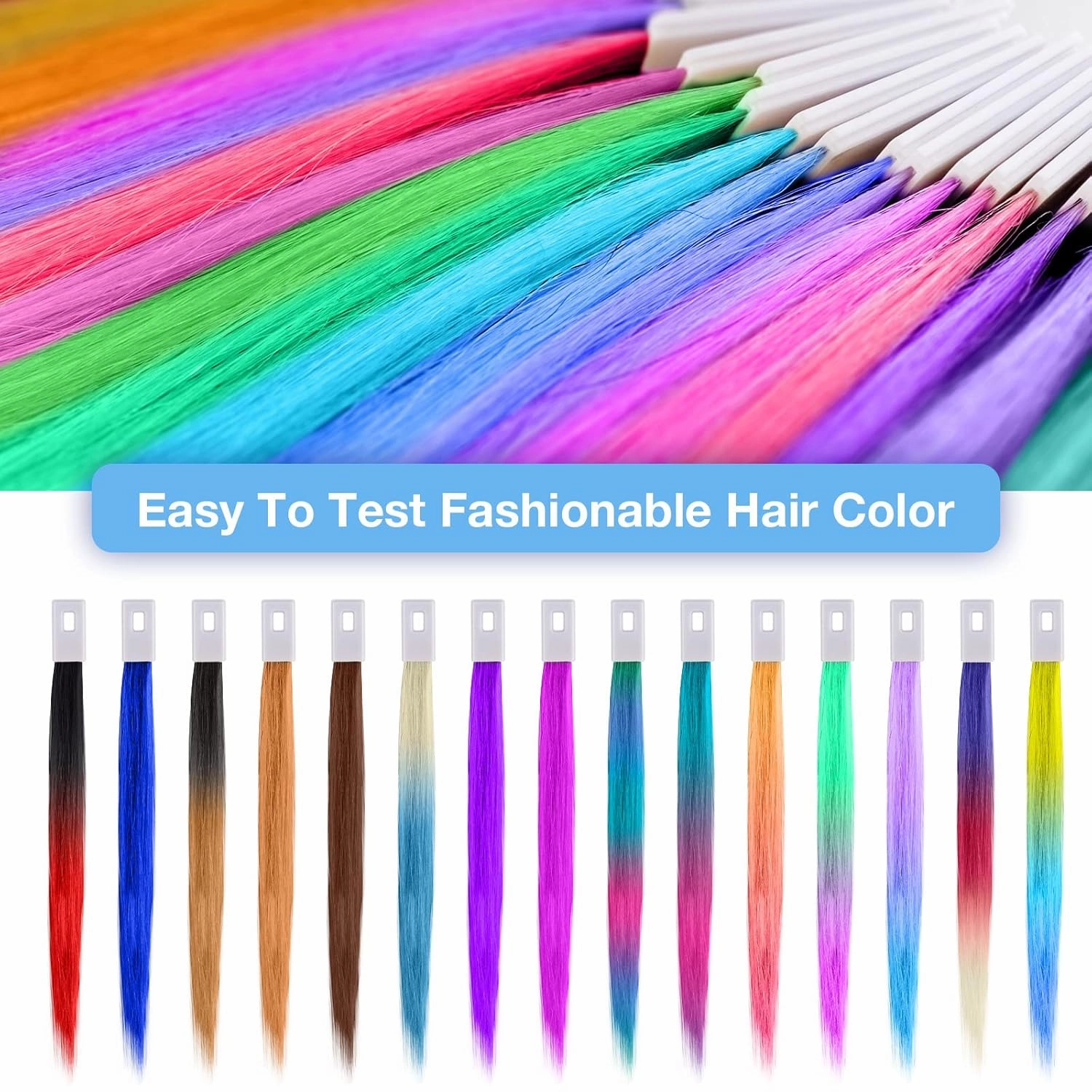 Noverlife 30PCS 9" Real Human Hair Swatches Testing Color Samples, Human Hair Color Testing Swatches, Hair Swatches for Salon Color Testing Practice
