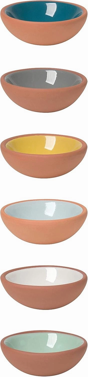 Now Designs Terracotta Pinch Bowl Set, Soy Sauce Dish, Set of 6, 1 oz, Multicolor