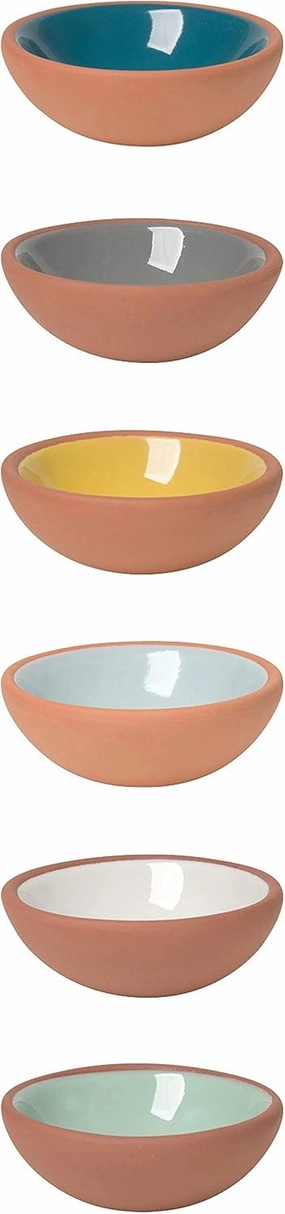 Now Designs Terracotta Pinch Bowl Set, Soy Sauce Dish, Set of 6, 1 oz, Multicolor