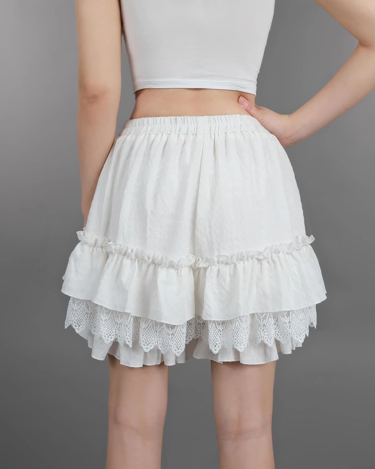 Nuoqi White Ruffle Bloomer for Women Cotton Victorian Pantaloons Knee Length Bloomer