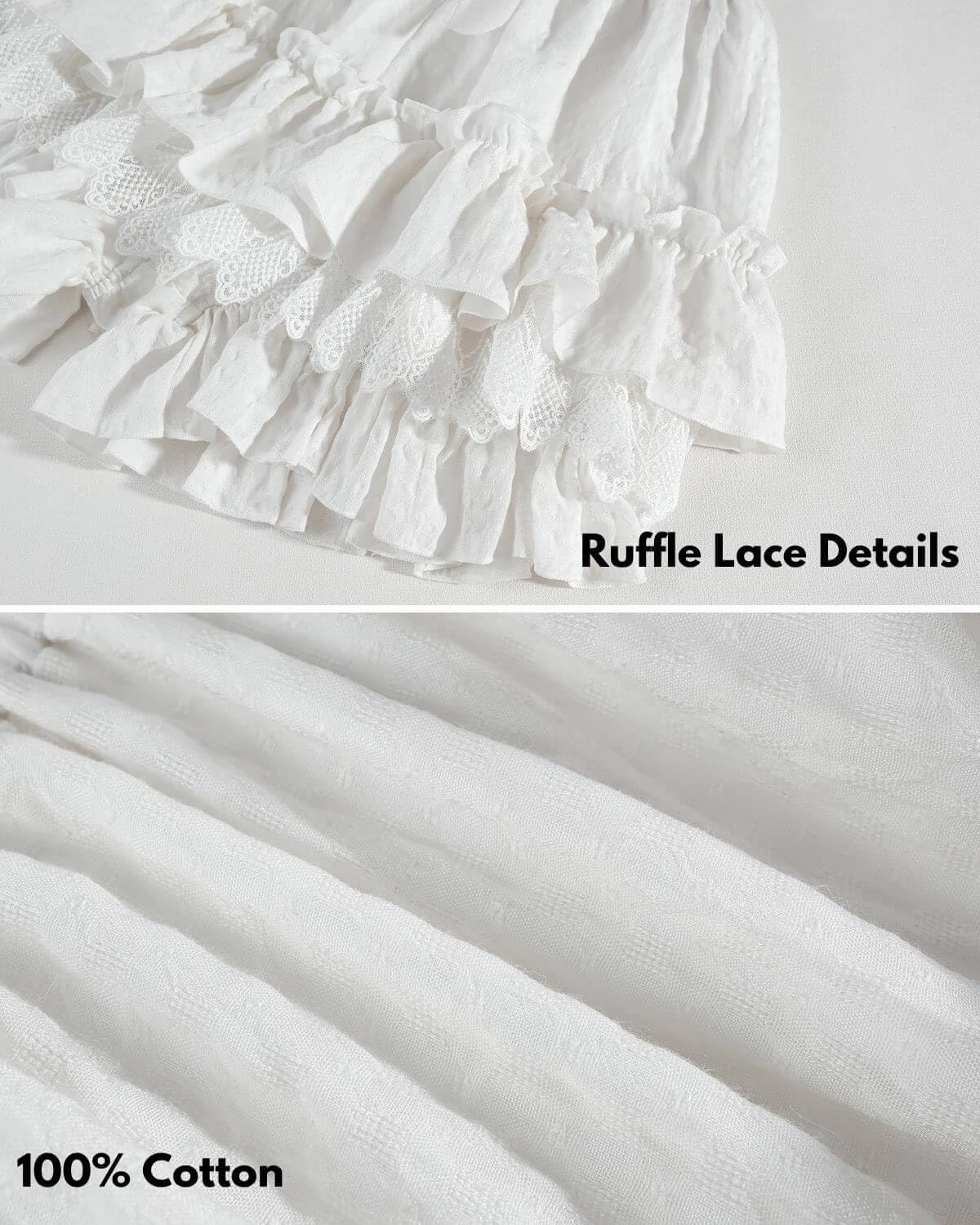 Nuoqi White Ruffle Bloomer for Women Cotton Victorian Pantaloons Knee Length Bloomer