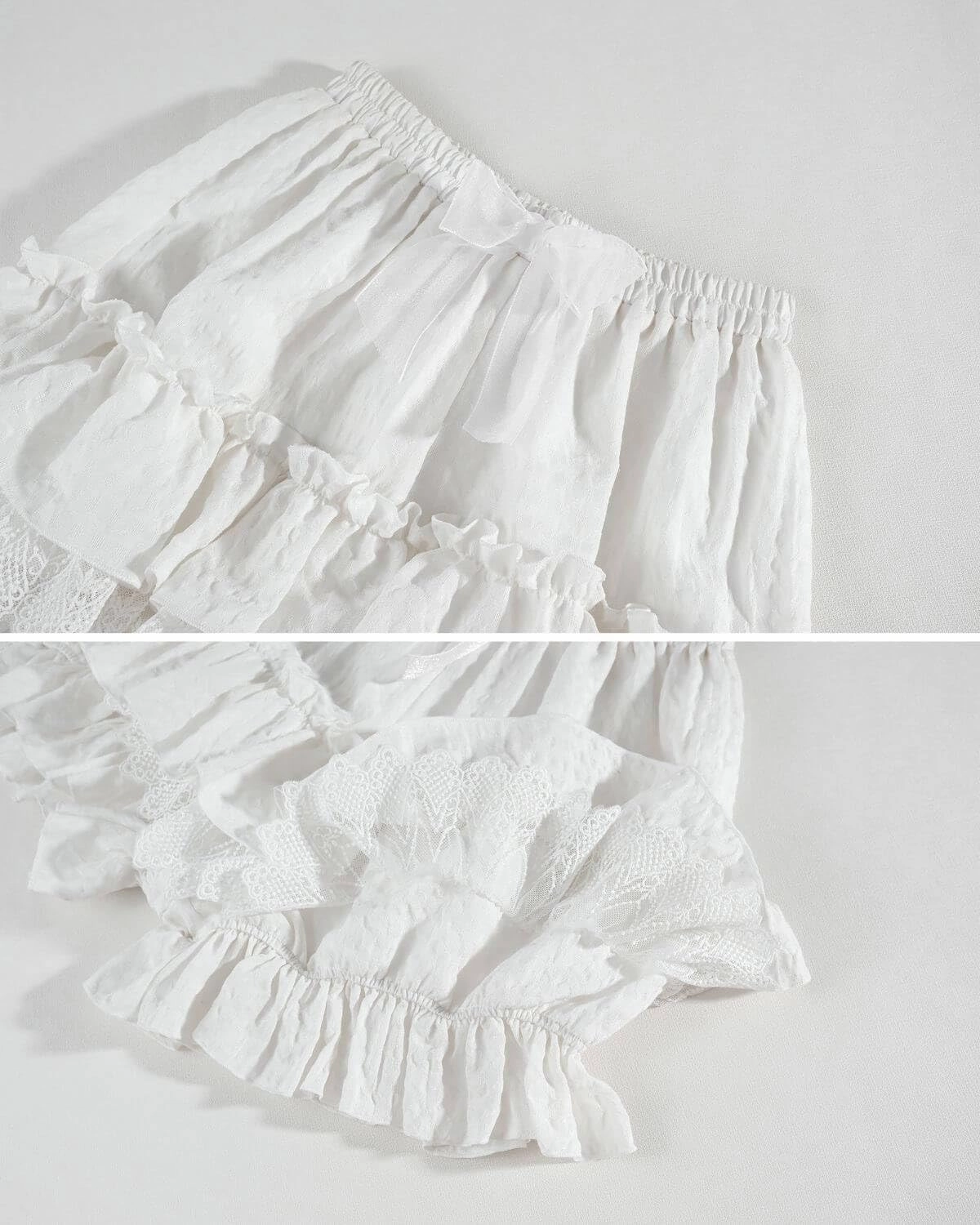 Nuoqi White Ruffle Bloomer for Women Cotton Victorian Pantaloons Knee Length Bloomer
