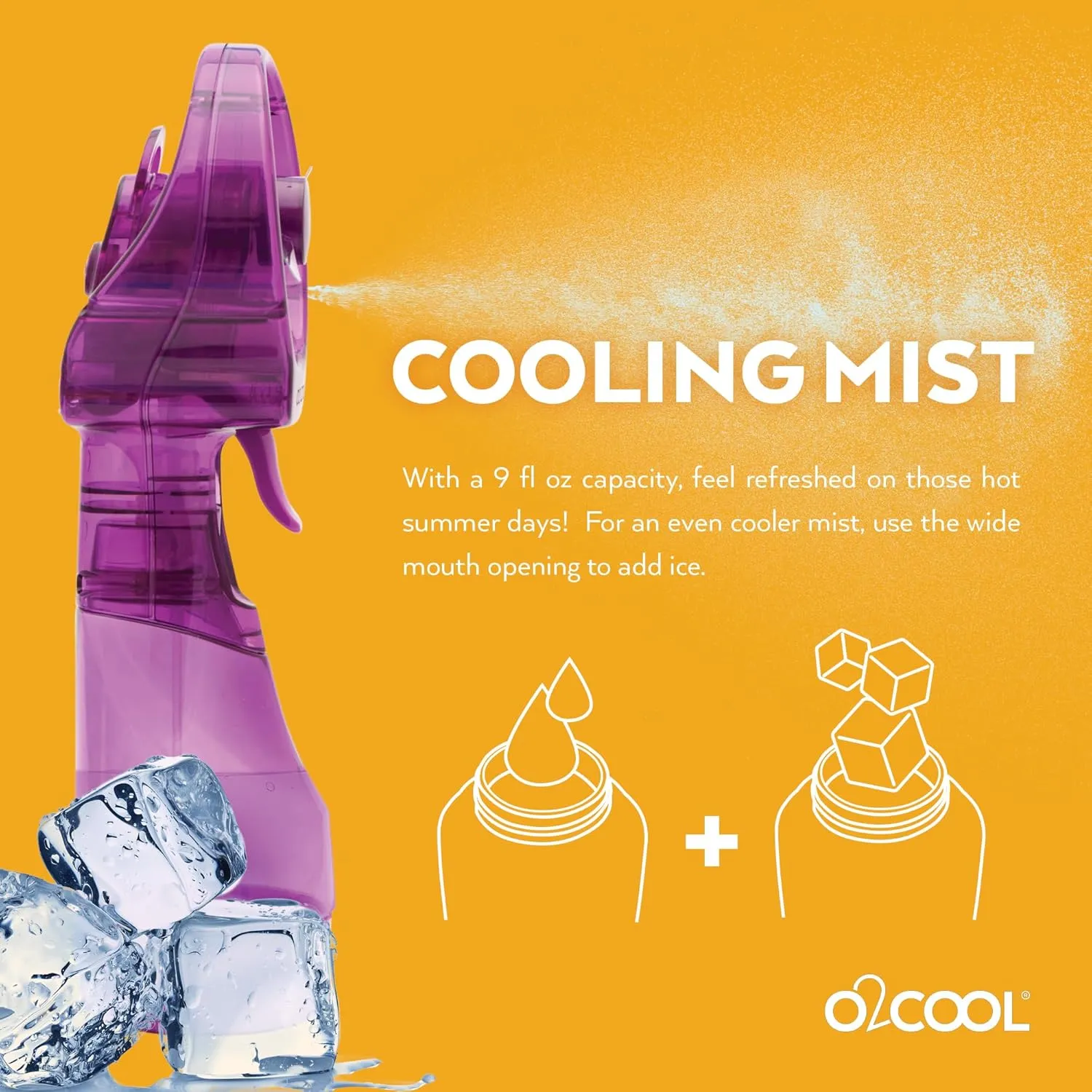 O2COOL Deluxe Handheld Battery Powered Water Misting Fan (Purple) 2 Pack