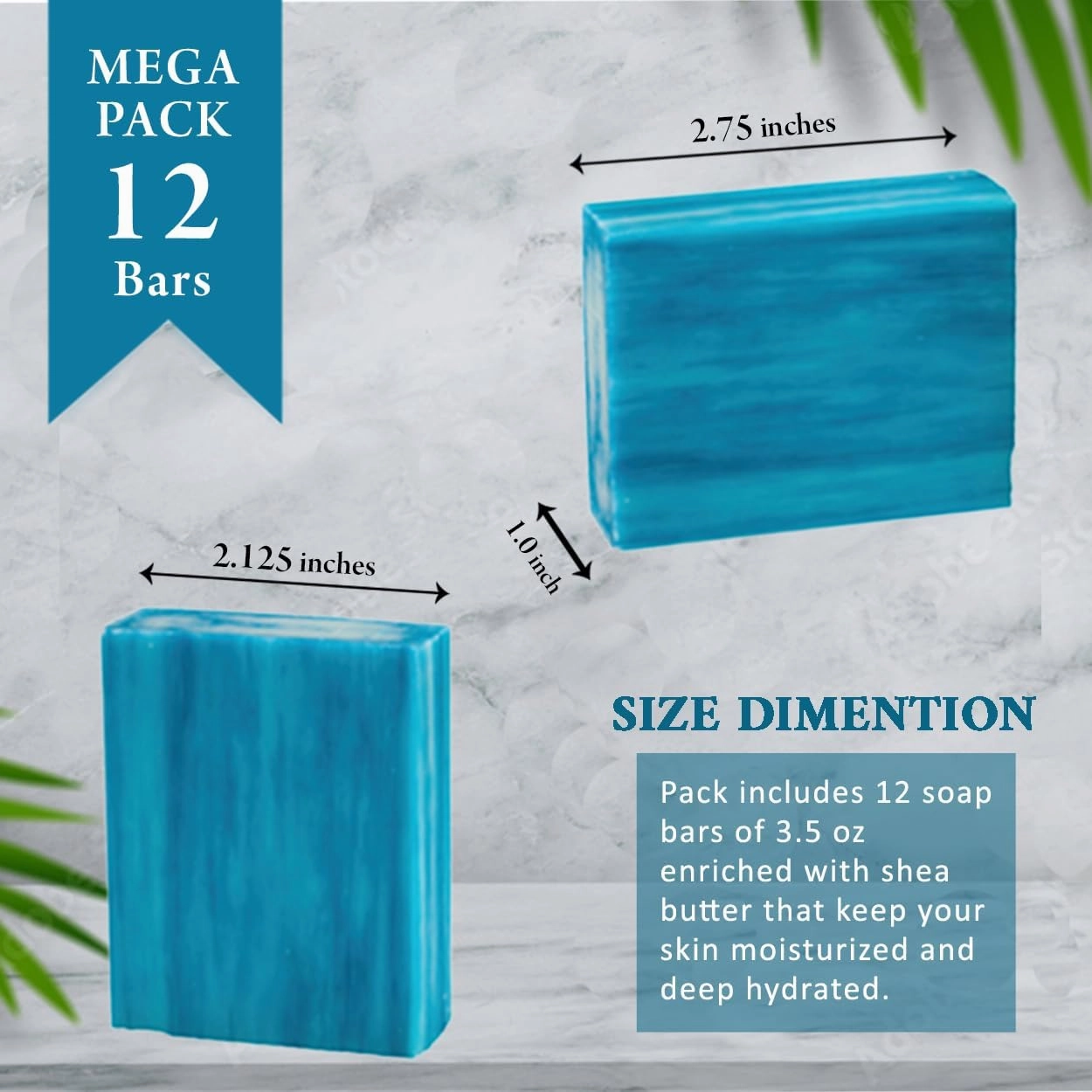 Ocean Breeze Scented Natural Soap Bars (5 Bars), 3.5oz Moisturizing French Triple Milled Soap Bars Enriched with Shea Butter - Pure Plant Oil Bath & Body