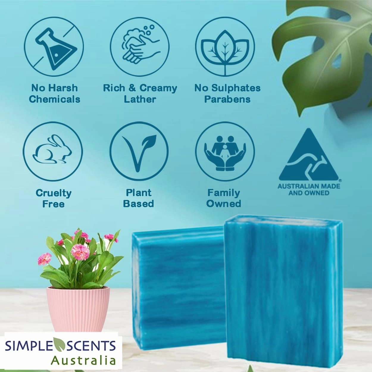 Ocean Breeze Scented Natural Soap Bars (5 Bars), 3.5oz Moisturizing French Triple Milled Soap Bars Enriched with Shea Butter - Pure Plant Oil Bath & Body