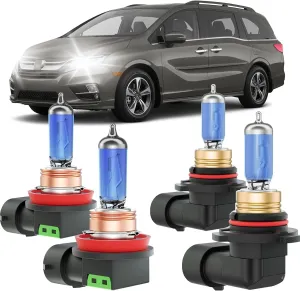 Odyssey Halogen Headlight Bulbs Fits For 2011-2020 Honda Odyssey Halogen High Low Beam Combo, Ultra Bright 5000K White Bulbs, 12V-100W, Pack of 4