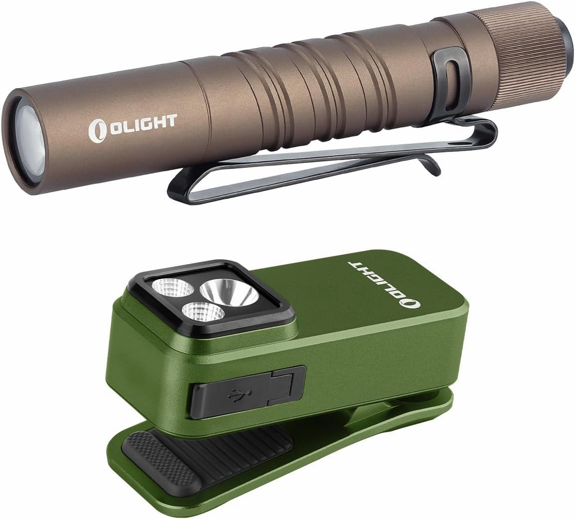 OLIGHT I3T EOS 180 Lumens Dual-Output Slim EDC Flashlight Bundle with Oclip Pro Clip-on Light