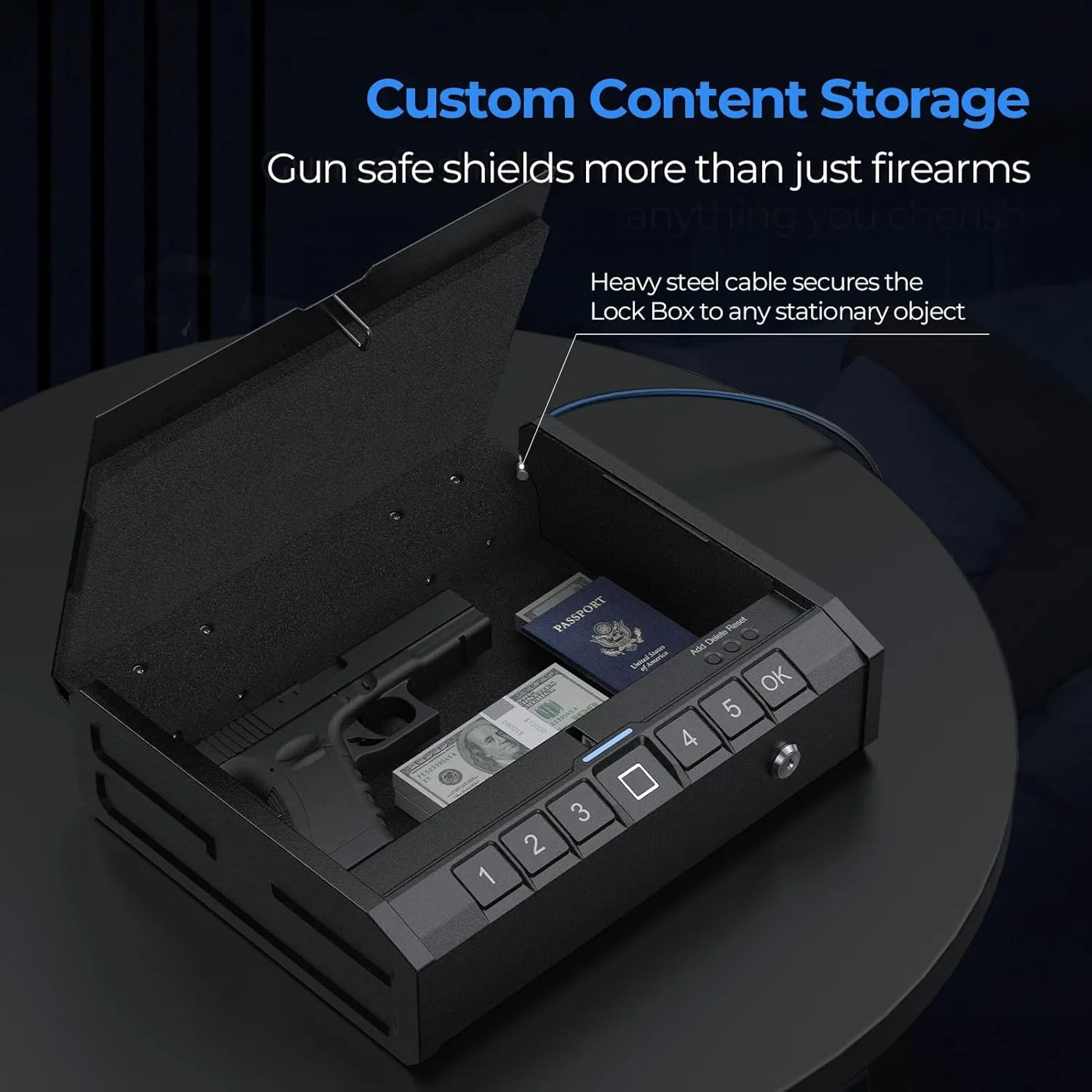 ONNAIS Iron SE Biometric Gun Safe – Quick Access Handgun Safe with Fingerprint & Keypad Lock for Home, Bedside, Nightstand, or Car