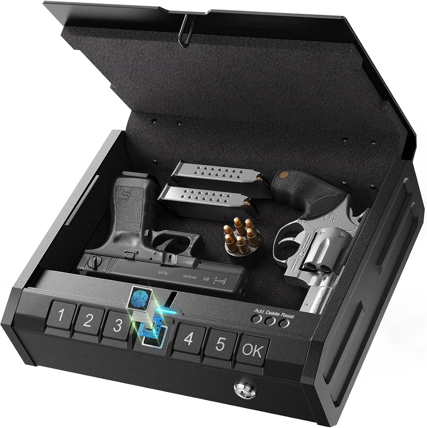ONNAIS Iron SE Biometric Gun Safe – Quick Access Handgun Safe with Fingerprint & Keypad Lock for Home, Bedside, Nightstand, or Car
