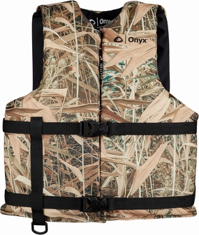 ONYX General Purpose Coast Guard Approved Boating Life Jacket Oversize, Marsh Camo