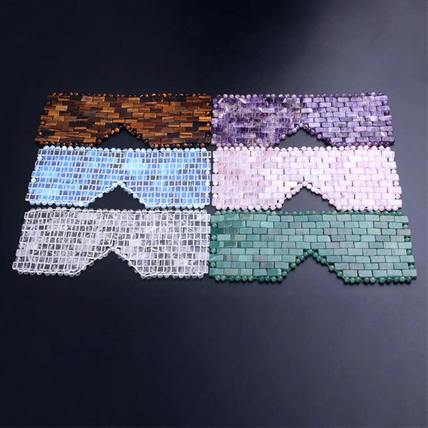 Opal Jade Face Mask Natural Stone Jade Roller Guasha Board Set Facial Massager Gouache Scraper Jade Eye Mask Massager Roller Set,Gua Sha No Box