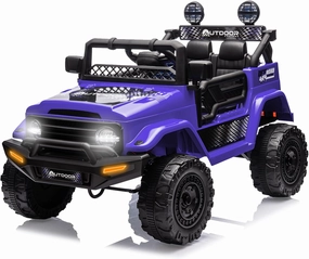 Outdoor Cruiser 12V Kids Ride-On Car with Remote Control - Dual 25W Motors, 4.5AH Battery, Safety Belt, Emergency Stop, Spring Suspension, Smooth Terrain Drive, Max Load 66 lbs, Ages 3-8 Years, Violet