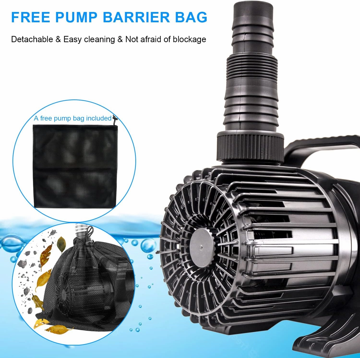 Outdoor Large 4700gph-250W 32.8FT Pond Water-fall & Kio Fish Fountain-s &Garden Pump Submersible IPX8: Long 32.8FT Cord Smart-er & Quieter Duck & Yard& Patio Ponds Pumps, 1 Barrier Pump Bag