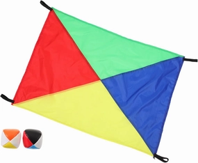 Outdoor Rainbow Balloon Umbrella Sensory Fitness Equipment for Playtime Includes Cloth Colorful Balls