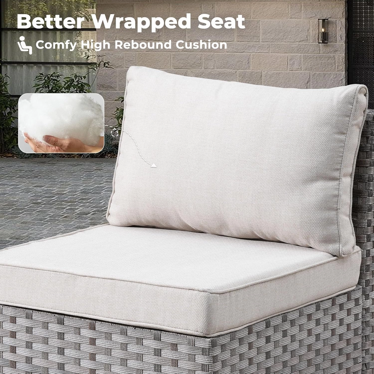 ovios 6 Pieces Patio Furniture Set, Outdoor Wicker Sectional Sofa with Coffee Table Comfy Cushions, Modern Modular Deep Seat Rattan Couch Conversation Set, Beige