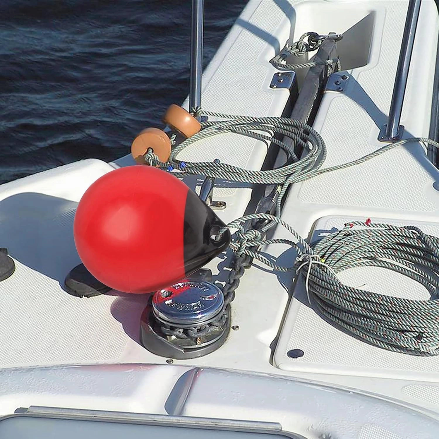 Pair of Boat Mooring Buoys, Marine Grade Inflatable Vinyl Round Pontoon Boat Fenders Ball, Boat Bumpers for Docking, Dock Floats, Fishing Marker Buoys/Swim Buoy/Anchor Ball