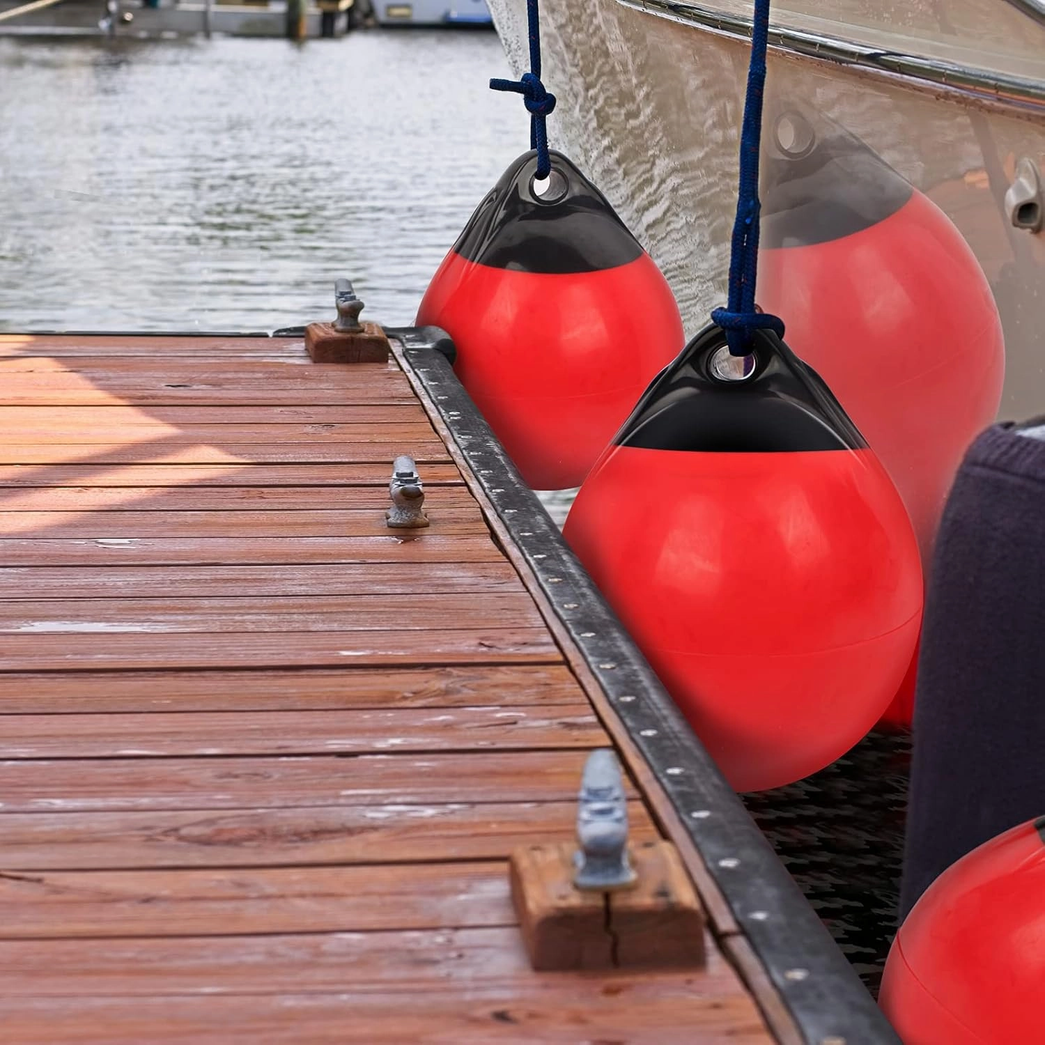 Pair of Boat Mooring Buoys, Marine Grade Inflatable Vinyl Round Pontoon Boat Fenders Ball, Boat Bumpers for Docking, Dock Floats, Fishing Marker Buoys/Swim Buoy/Anchor Ball