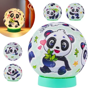 Panda 3D Puzzle Ball 61 Piece LED Night Light for Kids Ages 6-12, Panda Gifts, for Kids, 3D Puzzles for Kid, Educational Girl and Boy Toys, Birthday Gifts for Girl, Kid Toys