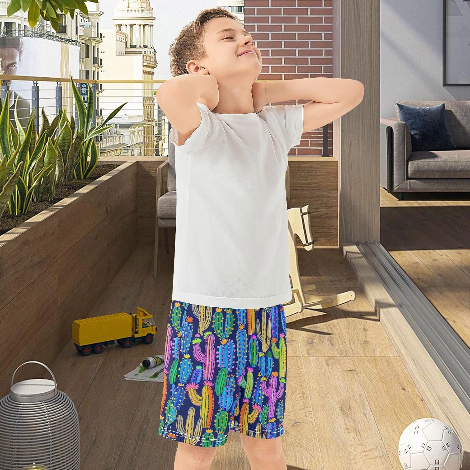 panksolu Boys Shorts Casual Athletic Shorts Elastic Waist with Pockets Teens Summer Track Shorts for Outdoor Activity 7-15Y