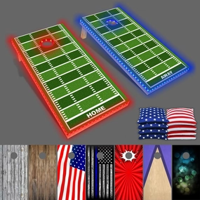 PARTYPONG PartyToss Cornhole Boards/Bean Bag Toss Game Set w/Optional LED Lights & Graphics - Choose Your Model