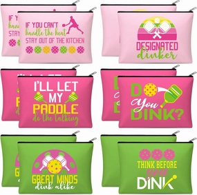 Paterr 12 Pieces Dink Ball Makeup Bags Sports Cosmetic Bag Funny Travel Organizer Zipper Pouch Dink Ball Lovers Gifts Christmas Gifts for Women Girls(Fashion Style)