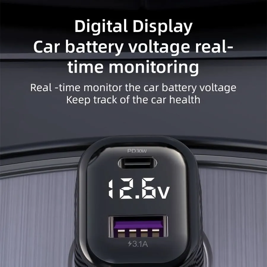 PD30W Fast Car Charger – 6-Port USB Expansion