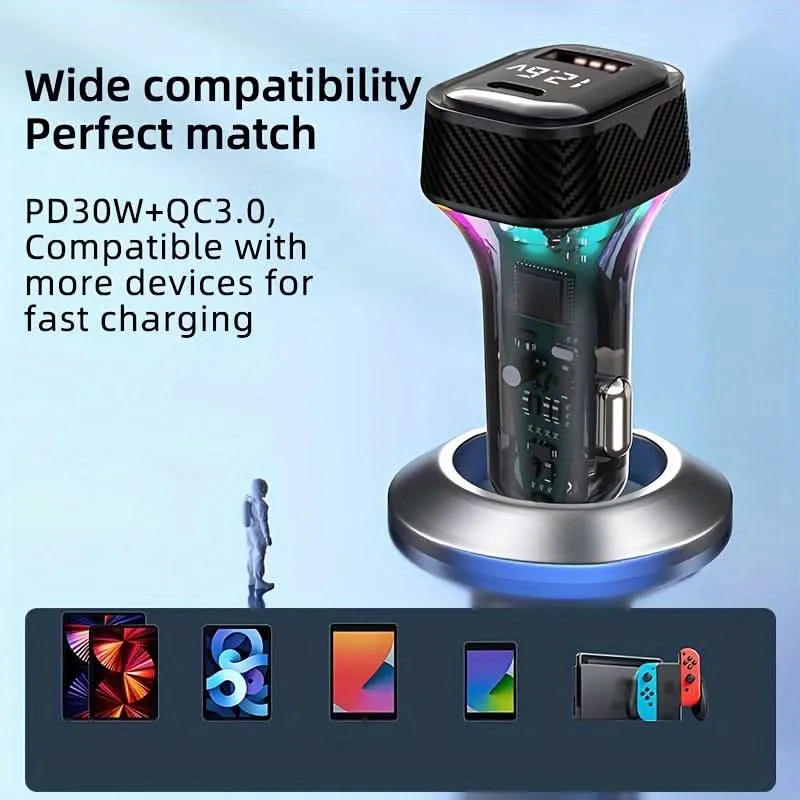 PD30W Fast Car Charger – 6-Port USB Expansion
