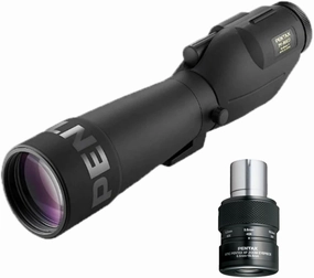 Pentax PF-80ED 80mm High-Precision Straight Spotting Scope - 20-60x Zoom Magnification Bundle XF Zoom Eyepiece (2 Items)