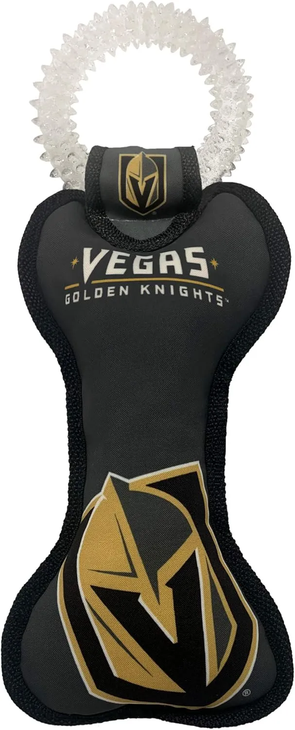 Pets First NHL LAS Vegas Golden Knights Dental Dog TUG Toy with Squeaker. Tough PET Toy for Healthy Fun, Teething & Cleaning Pet's Teeth & Gum., one Size (LVK-3310)