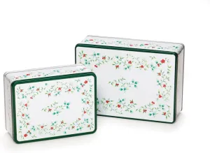 Pfaltzgraff Winterberry Rectangular Storage Tins Set Of 2