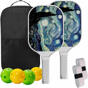 Pickleball Paddles Set of 2, Carbon Fiber Pickleball Set, Pickle Ball Rackets 2 Pack with 4 Balls, 1 Pickleball Bag,PP Honeycomb Core Pickleball, Pickle Ball Paddle Set for Men and Women