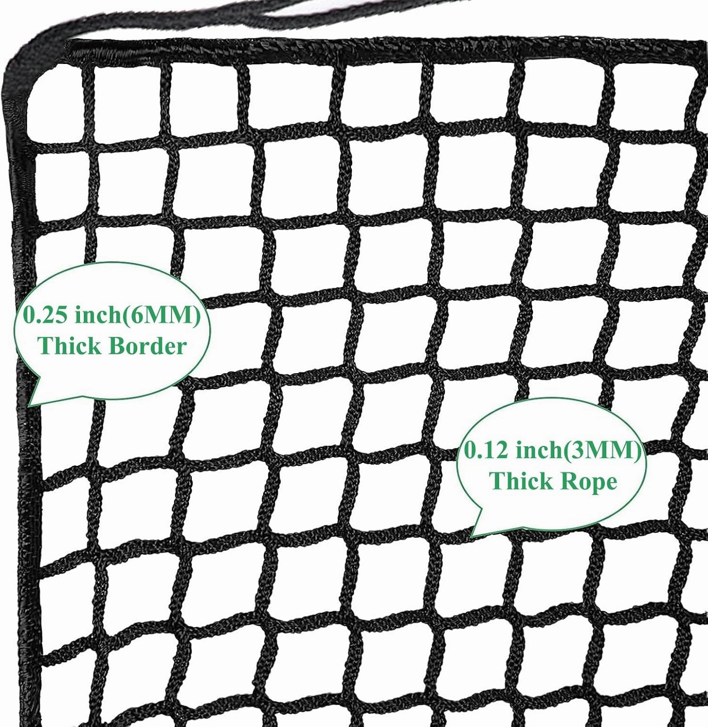 Playground Rope Net Kids Safety Net,Balcony/Stair Railing Guard,Toy & Sports Equipment Barrier Mesh Anti-Fall Rope Netting,Knotless Polyester Cargo Net(Size:3.2x6.5ft (1mx2m),Color:Green)