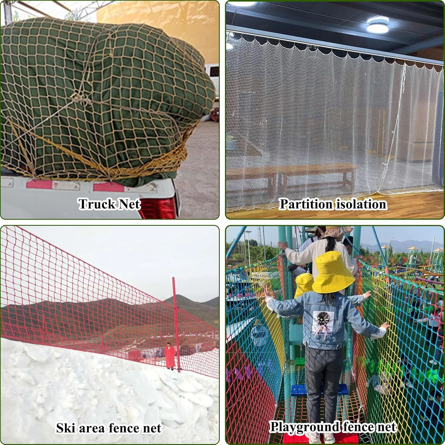 Playground Rope Net Kids Safety Net,Balcony/Stair Railing Guard,Toy & Sports Equipment Barrier Mesh Anti-Fall Rope Netting,Knotless Polyester Cargo Net(Size:3.2x6.5ft (1mx2m),Color:Green)